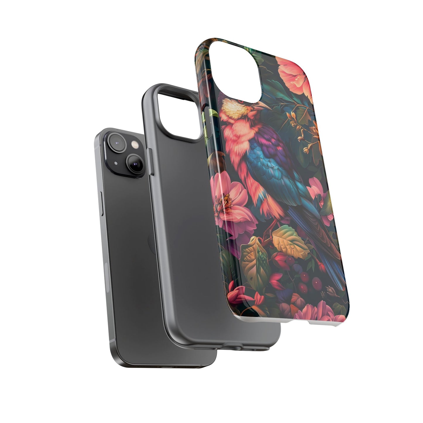 Tough Cases: Vibrant Tropical Bird Phone Case, Floral Smartphone Cover, Nature Lover Gift, Boho Phone Accessory, Cute Bird Case