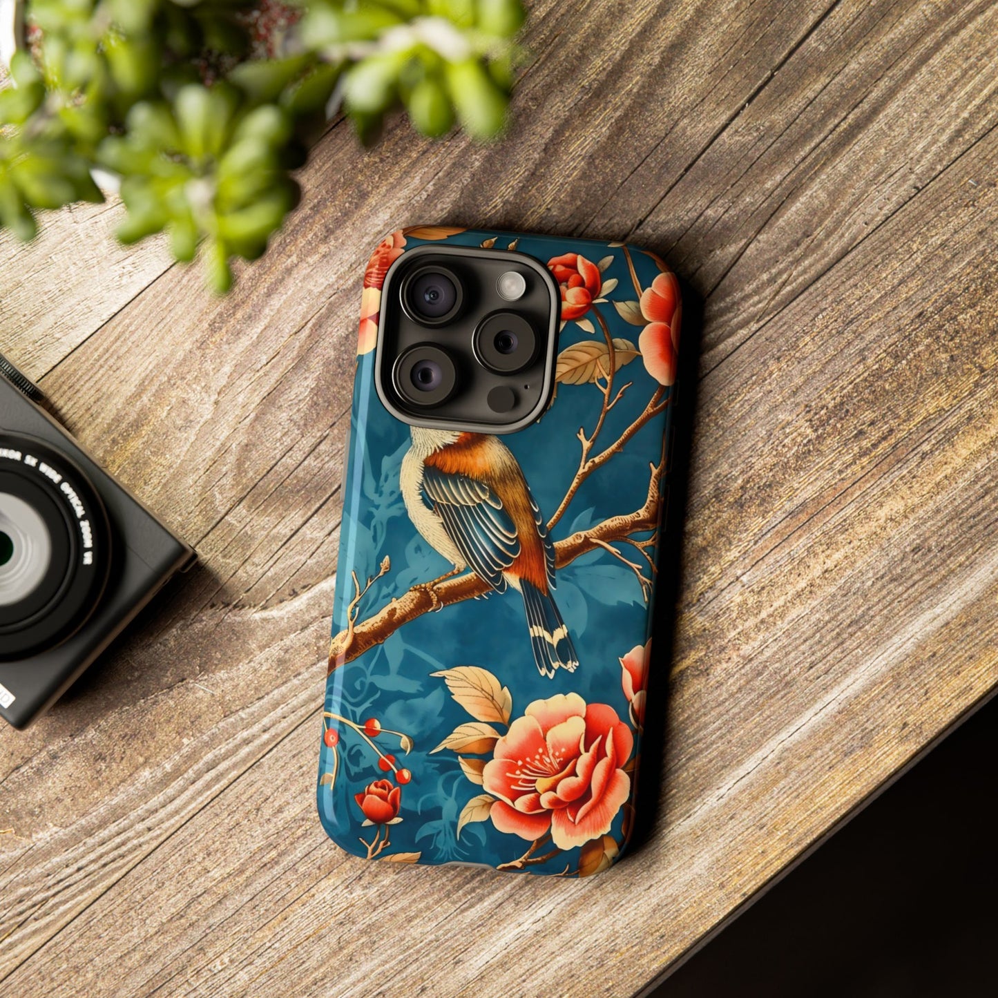Bird & Floral Phone Case, Tough Cases for Nature Lovers, Gift for Her, Customizable Design, Vibrant Tech Accessories