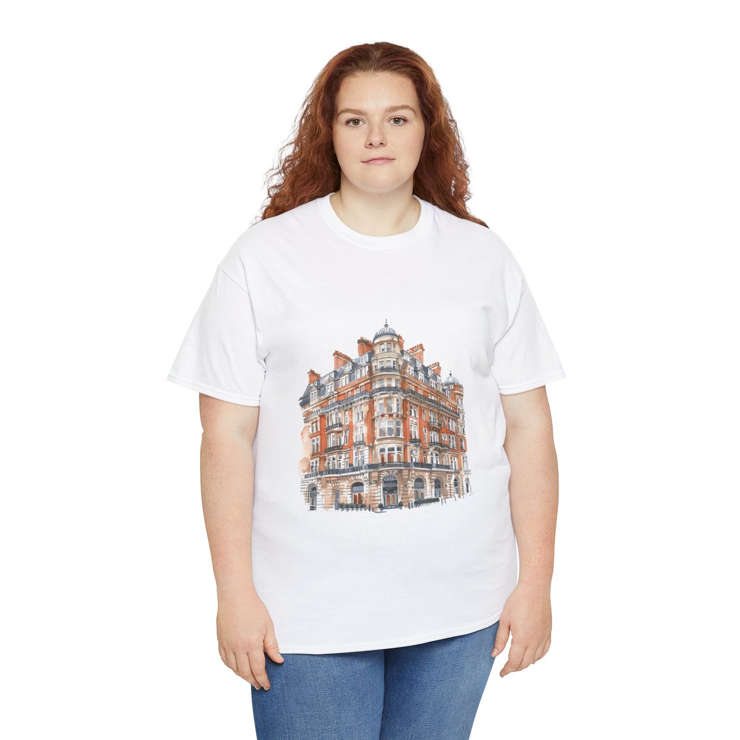 Unisex Heavy Cotton Tee - Classic British Architecture - Elegant Historic Building