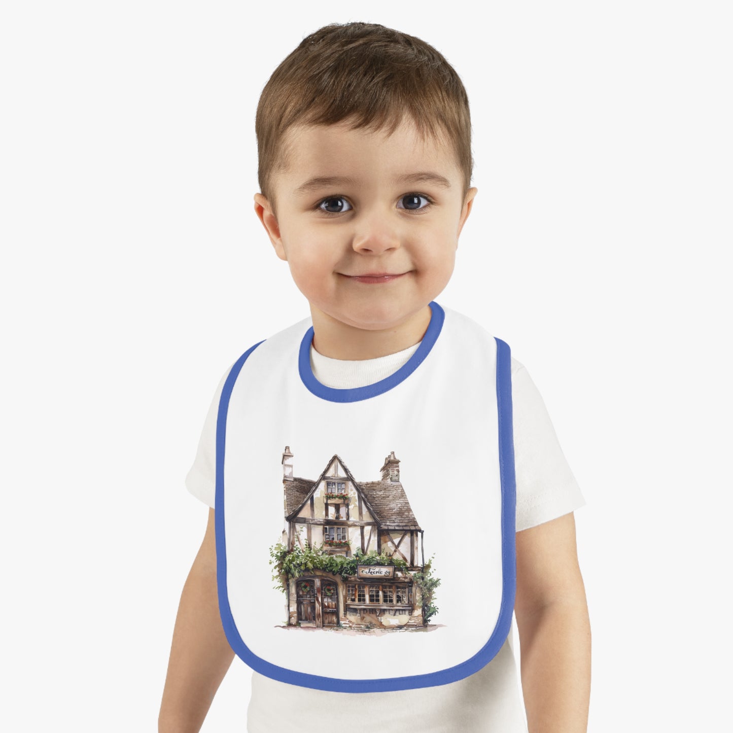 Whimsical House Design Baby Bib, Cute Baby Shower Gift, Reusable Bib, Toddler Feeding Essentials, Kids Meal Accessories