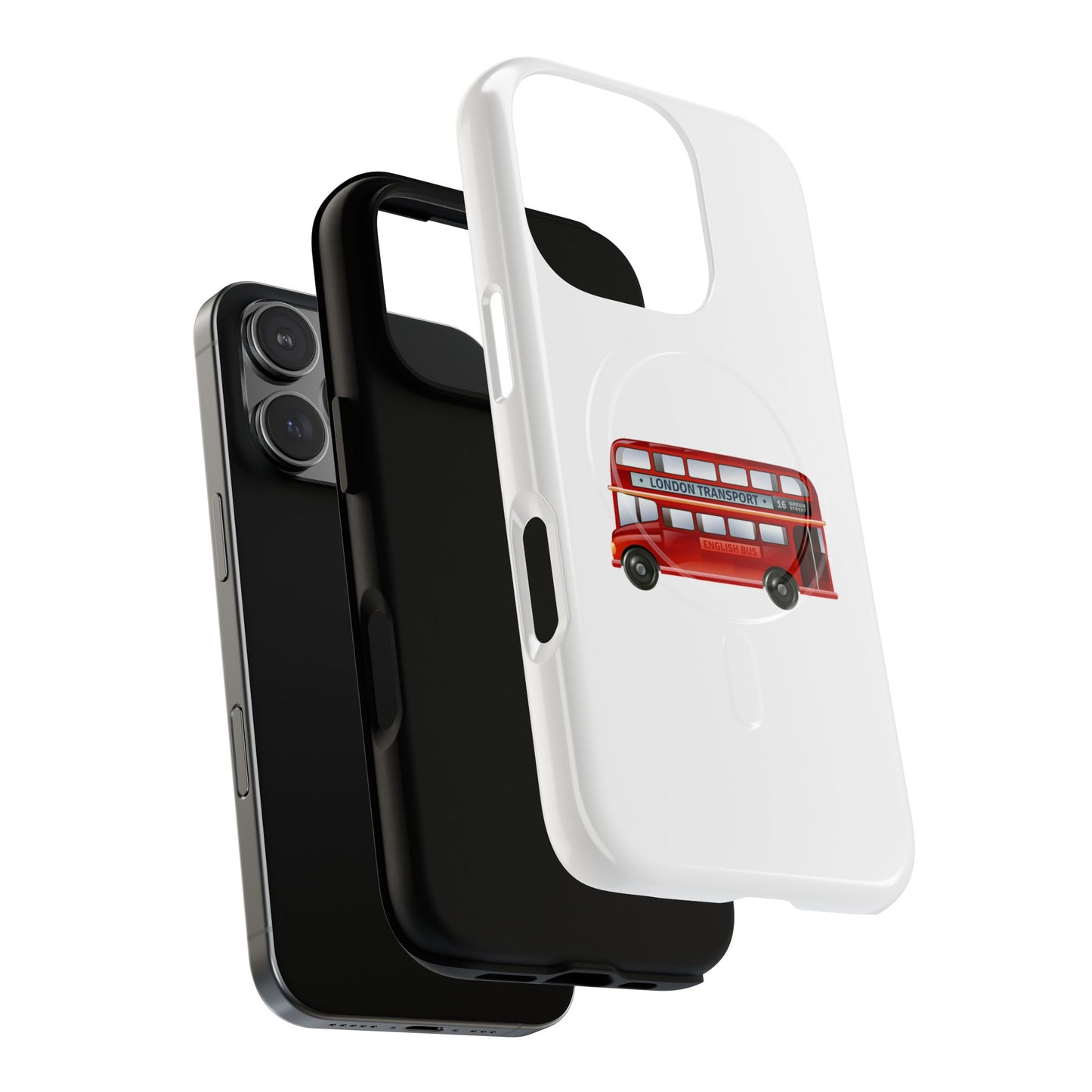London Bus Tough Magnetic Case, iPhone Protector, Unique Phone Cover, Gifts for Travelers, Durable Mobile Case