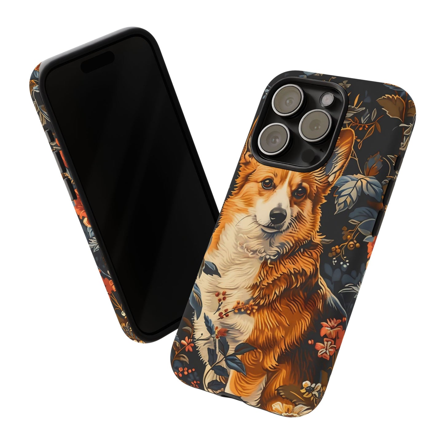 Corgi Floral Phone Case - Tough Cases for Dog Lovers, Cute Pet Accessories, Gift for Dog Owners, Floral Design, Personalized Tech Cover