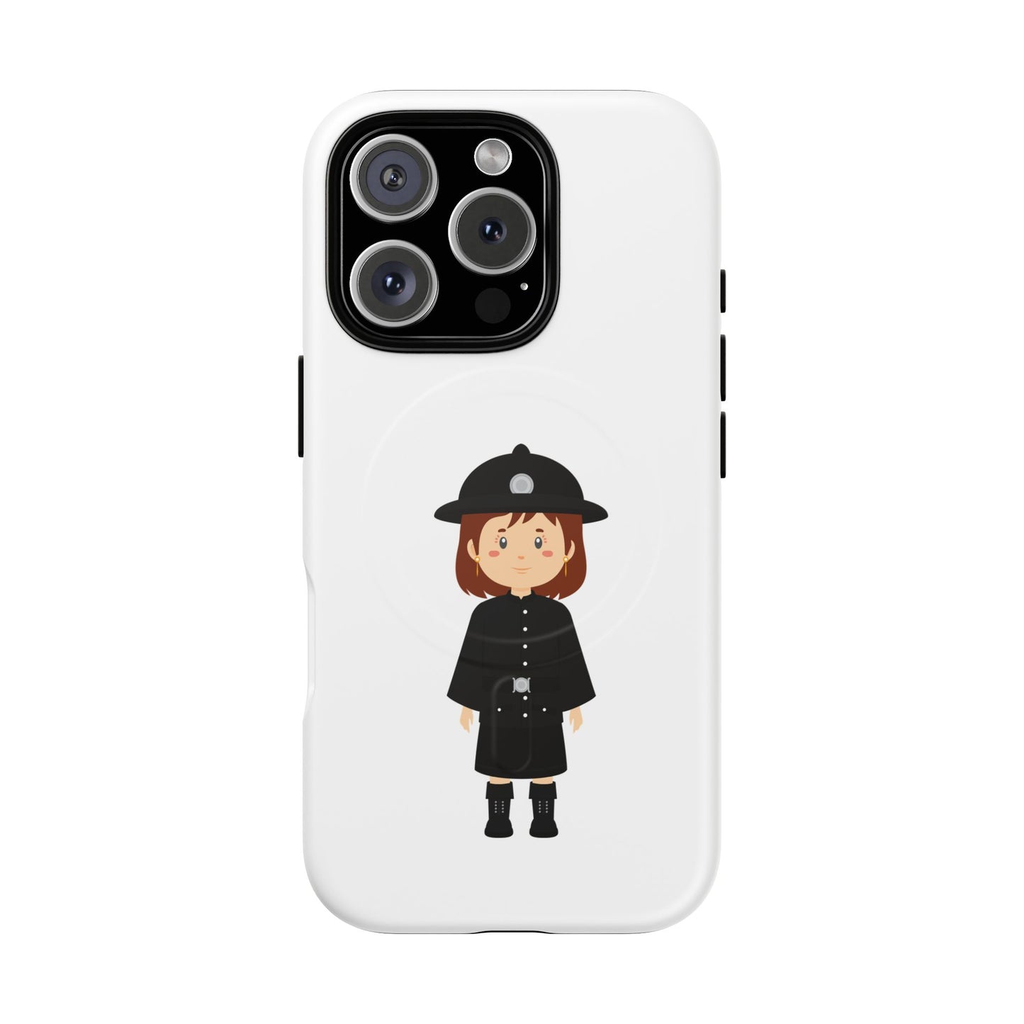 Cute Police Officer Phone Case, Tough Magnetic Case for Kids, Unique Gift for Law Enforcement Fans, Durable Mobile Cover