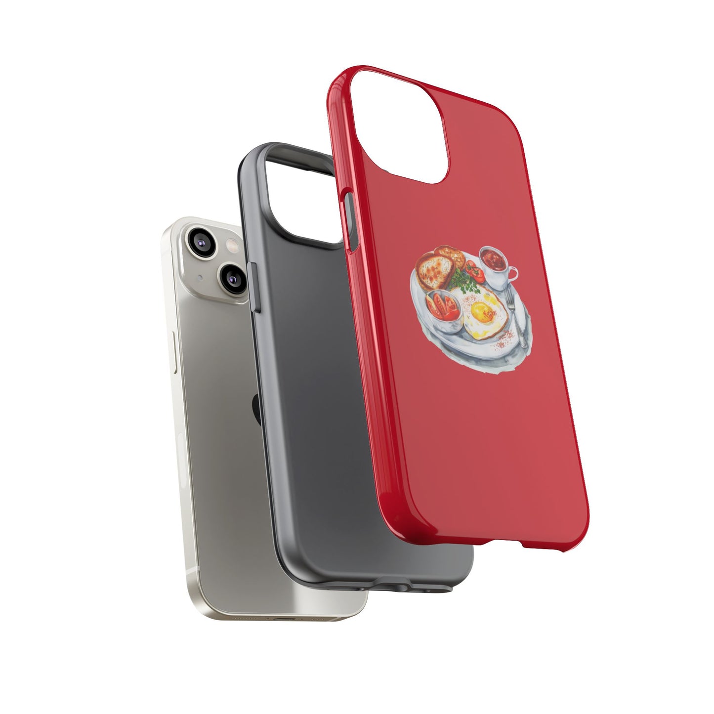 Breakfast-Inspired Phone Case, Tough Phone Covers, Foodie Gifts, Unique Accessories, Cute Kitchen Decor, Red Phone Case