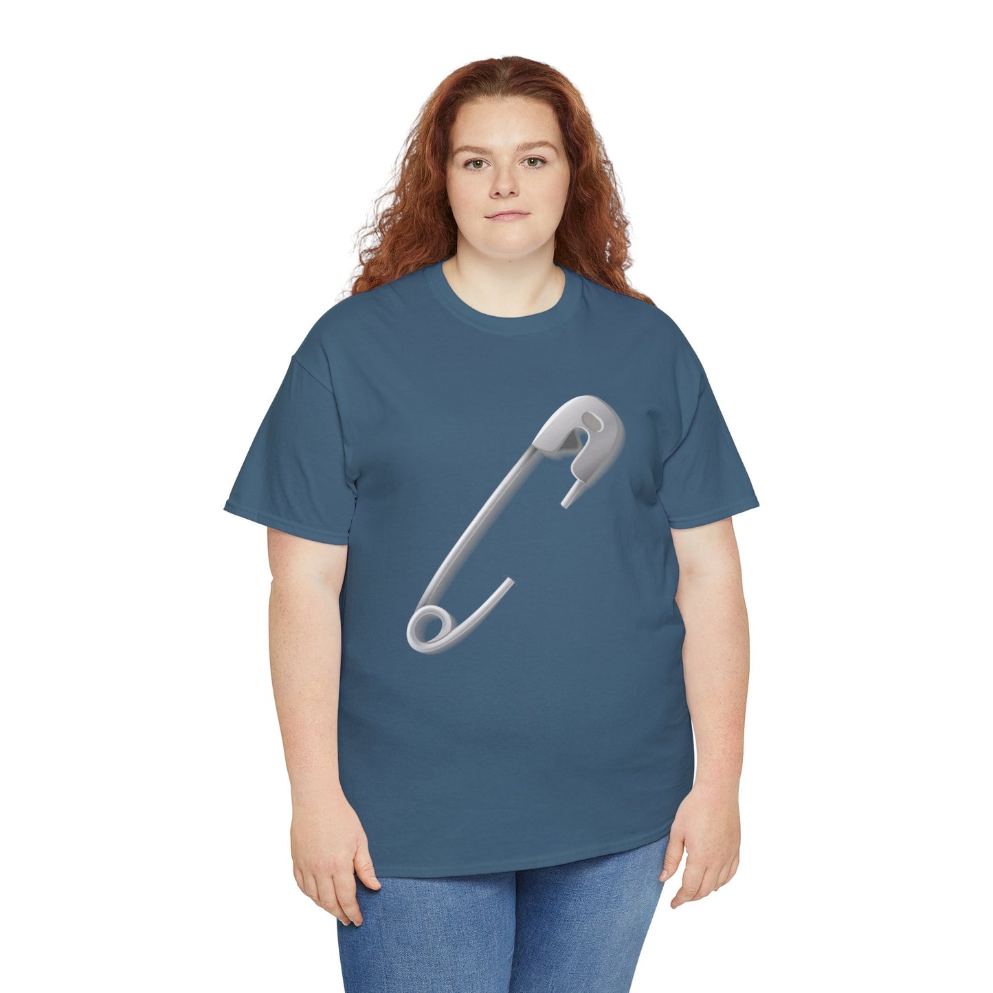 Unisex Heavy Cotton Tee - Minimalist Safety Pin Design