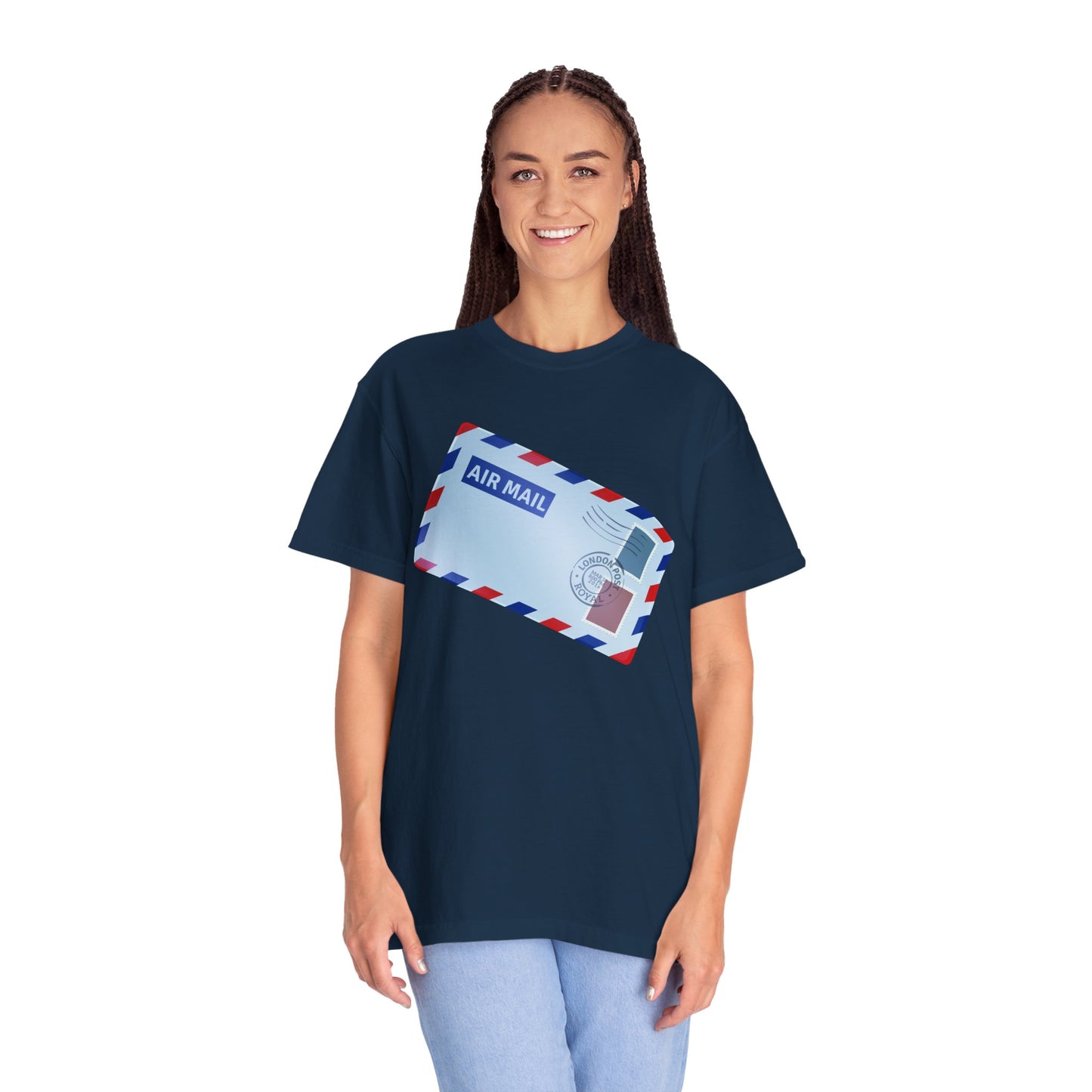 Unisex Garment-Dyed T-shirt - Vintage British Air Mail - Classic Postal Design