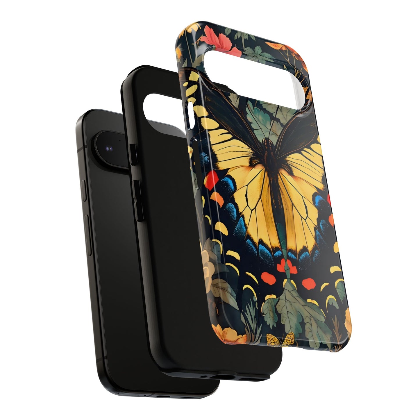 Butterfly Floral Phone Case, Art-inspire Tough Case, Gift for Nature Lovers, Butterfly Pattern Cover, Eco-Friendly Mobile Accessory