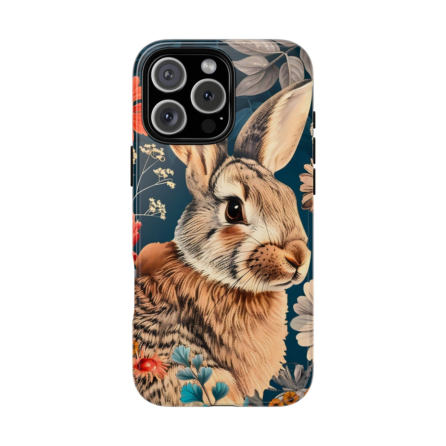 Floral Rabbit Phone Case, Cute Phone Cover, Tough Cases for Animal Lovers, Unique Gift for Birthdays, Nature-Themed Accessories