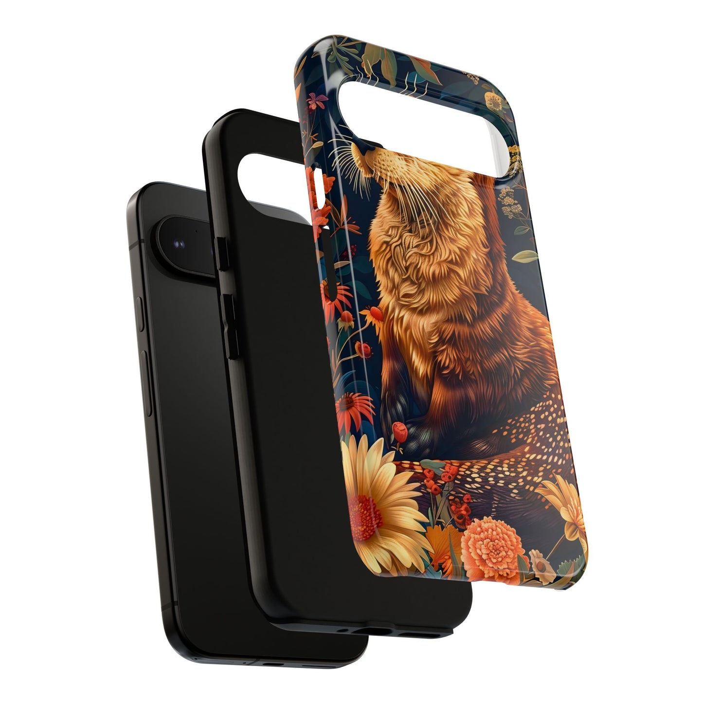 Otter Phone Case, Floral Otter Design, Tough Phone Cover, Nature Lover Gift, Cute Animal Accessories
