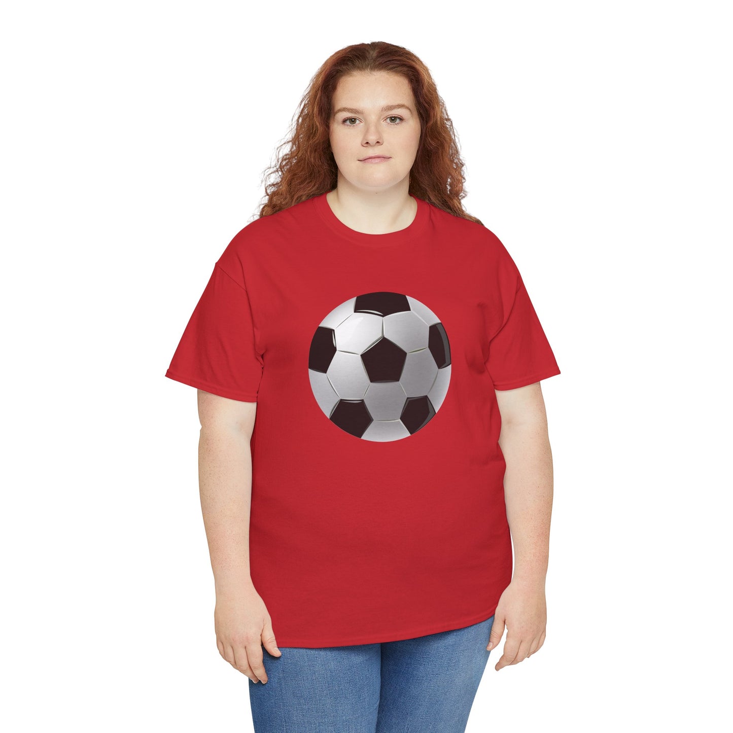 Unisex Heavy Cotton Tee - Dynamic Football Design - Sports Passion and Energy