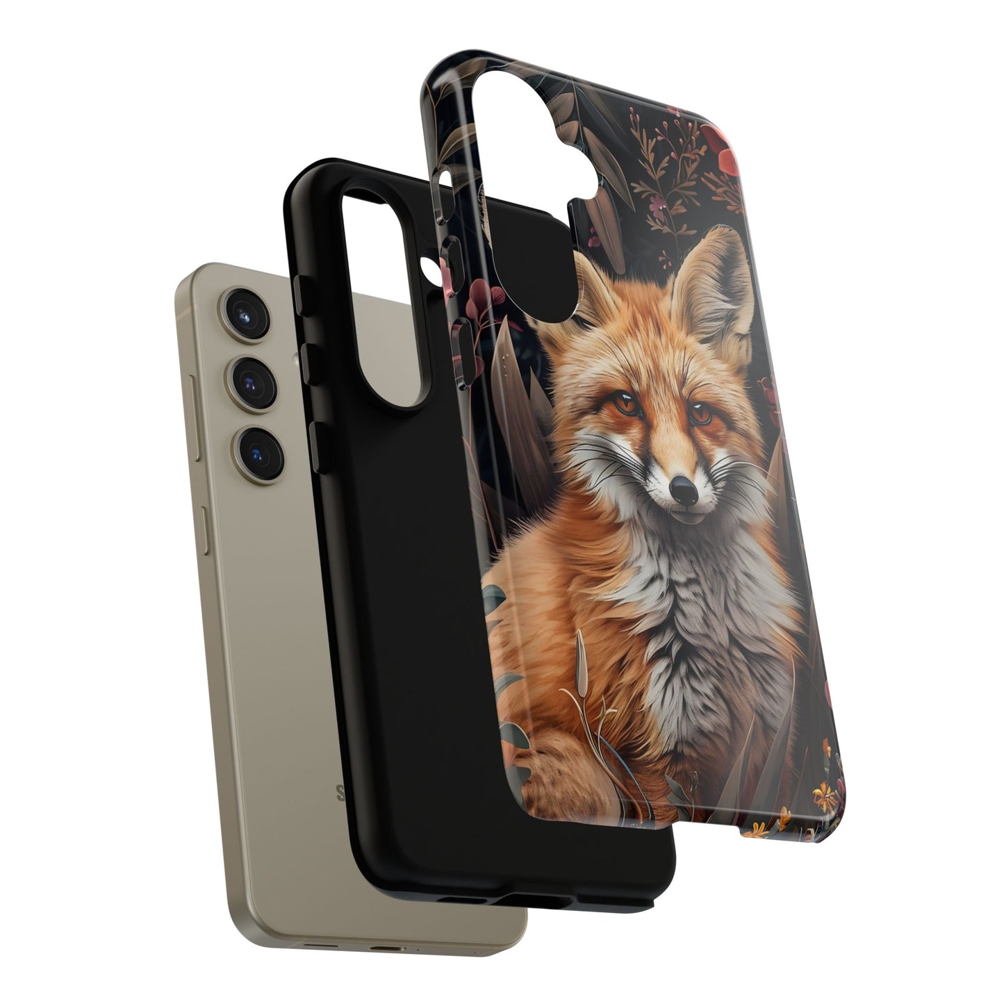 Fox Floral Phone Case, Tough Cases for Animal Lovers, Nature Themed Gift, Cute Phone Cover, Wild Fox Protector