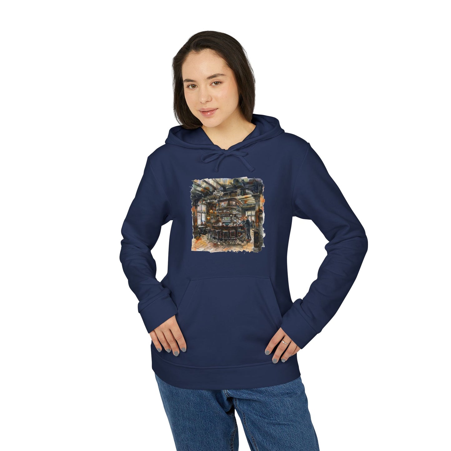 adidas Unisex Fleece Hoodie - Where Friends Gather - The Cozy British Pub