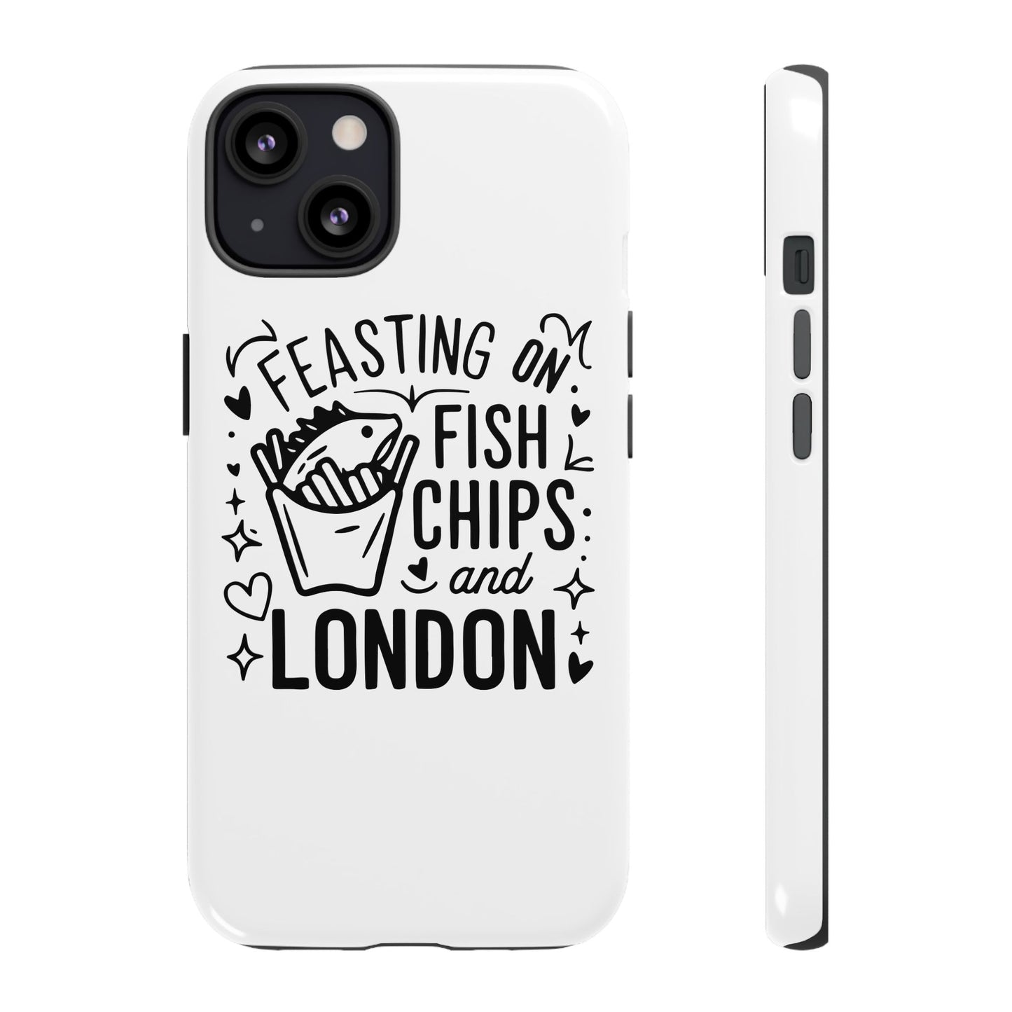 London Fish & Chips Phone Case | Fun Gift for Foodies, Travel Lovers, London Souvenir, Unique Accessories, Personalization Option