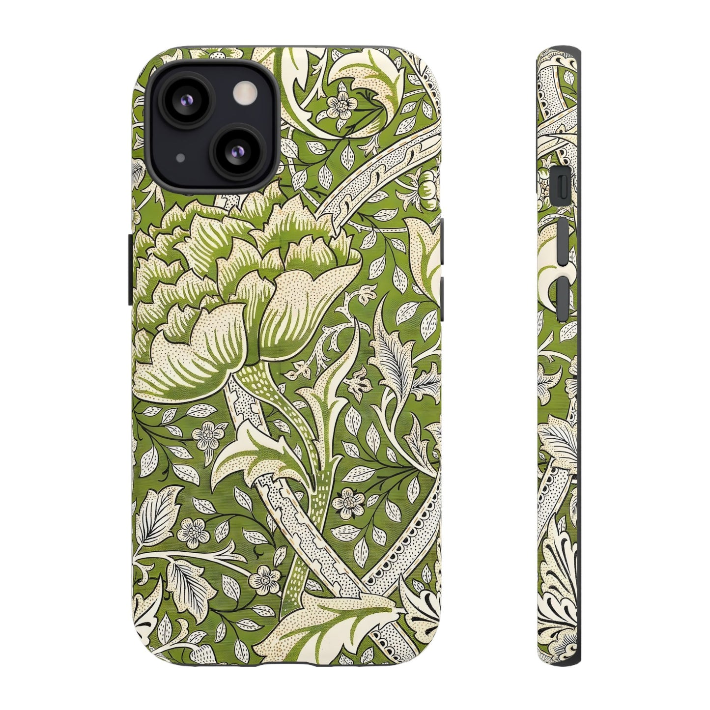 Stylish Phone Case with Floral Design, Durable Protective Cover for iPhone, Unique Gift for Birthdays, Mother's Day, Green Aesthetic