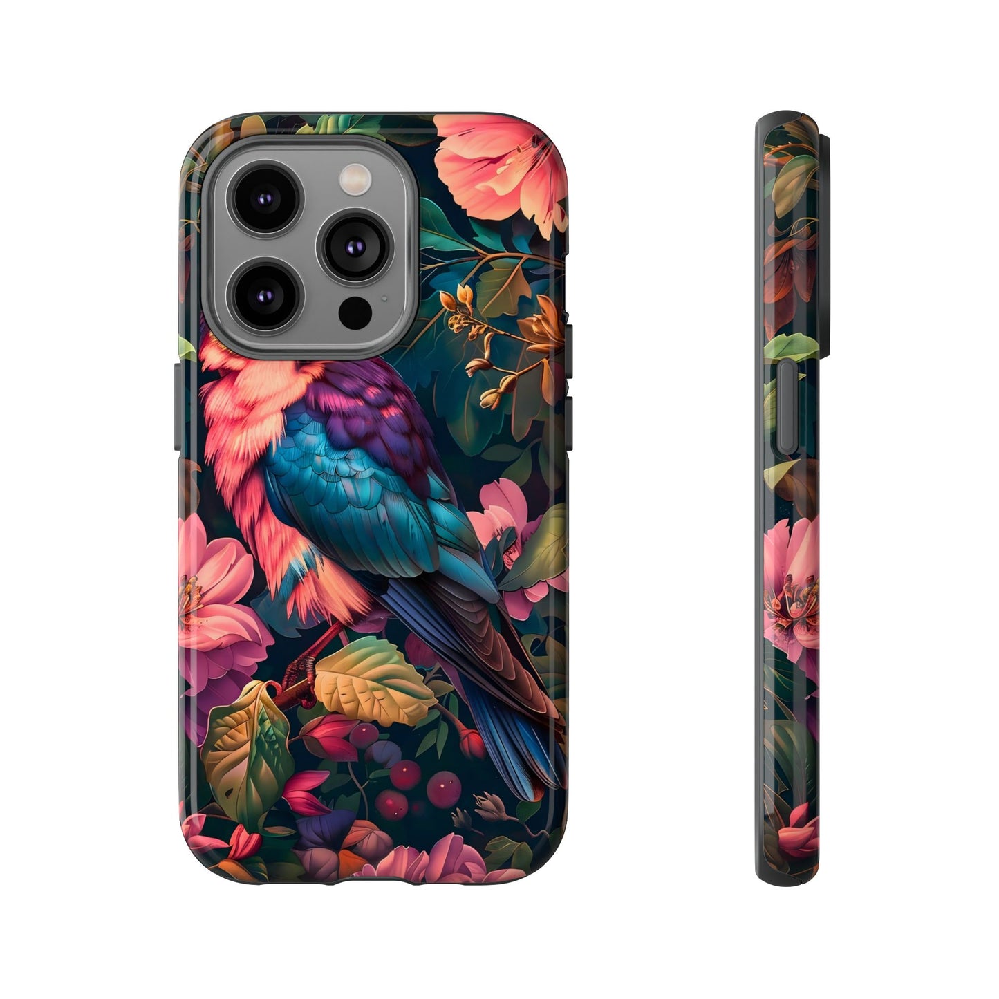 Tough Cases: Vibrant Tropical Bird Phone Case, Floral Smartphone Cover, Nature Lover Gift, Boho Phone Accessory, Cute Bird Case