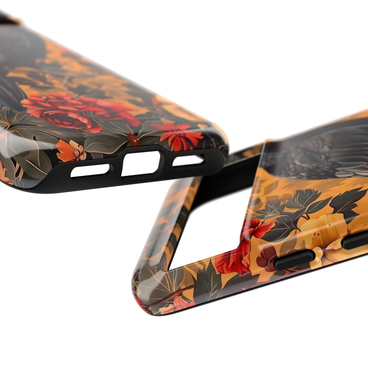 Raven Floral Phone Case - Tough Cases, Blackbird Decor, Gift for Nature Lovers, Bird Themed Accessories, Unique Phone Cover
