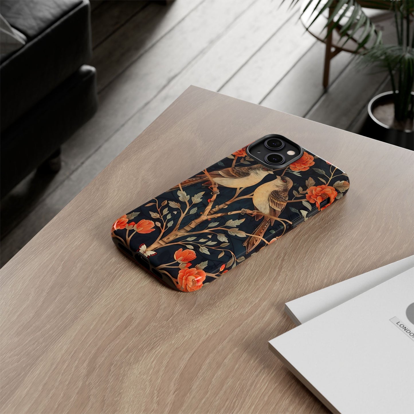 Floral Phone Case – Tough Cases with Bird Design, Unique Gift for Nature Lovers, Stylish Tech Accessory, Phone Cover, Artistic Case