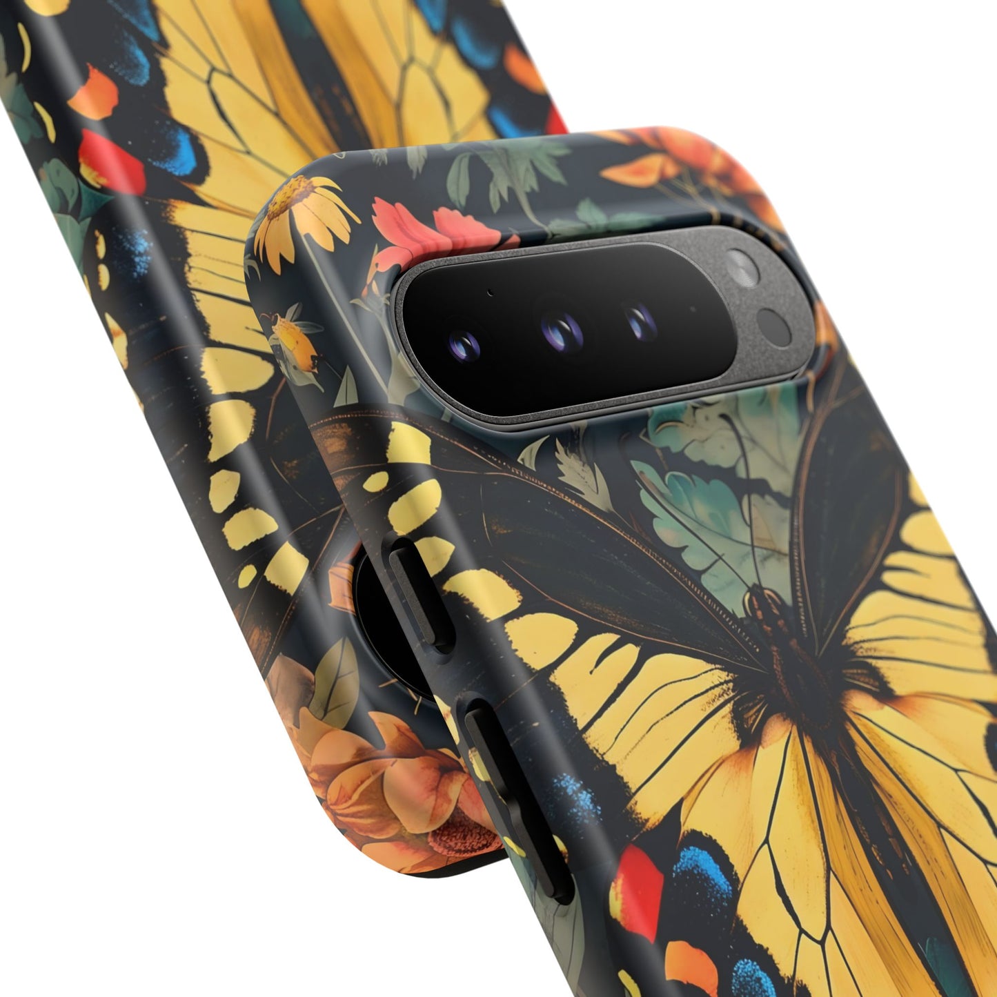 Butterfly Floral Phone Case, Art-inspire Tough Case, Gift for Nature Lovers, Butterfly Pattern Cover, Eco-Friendly Mobile Accessory