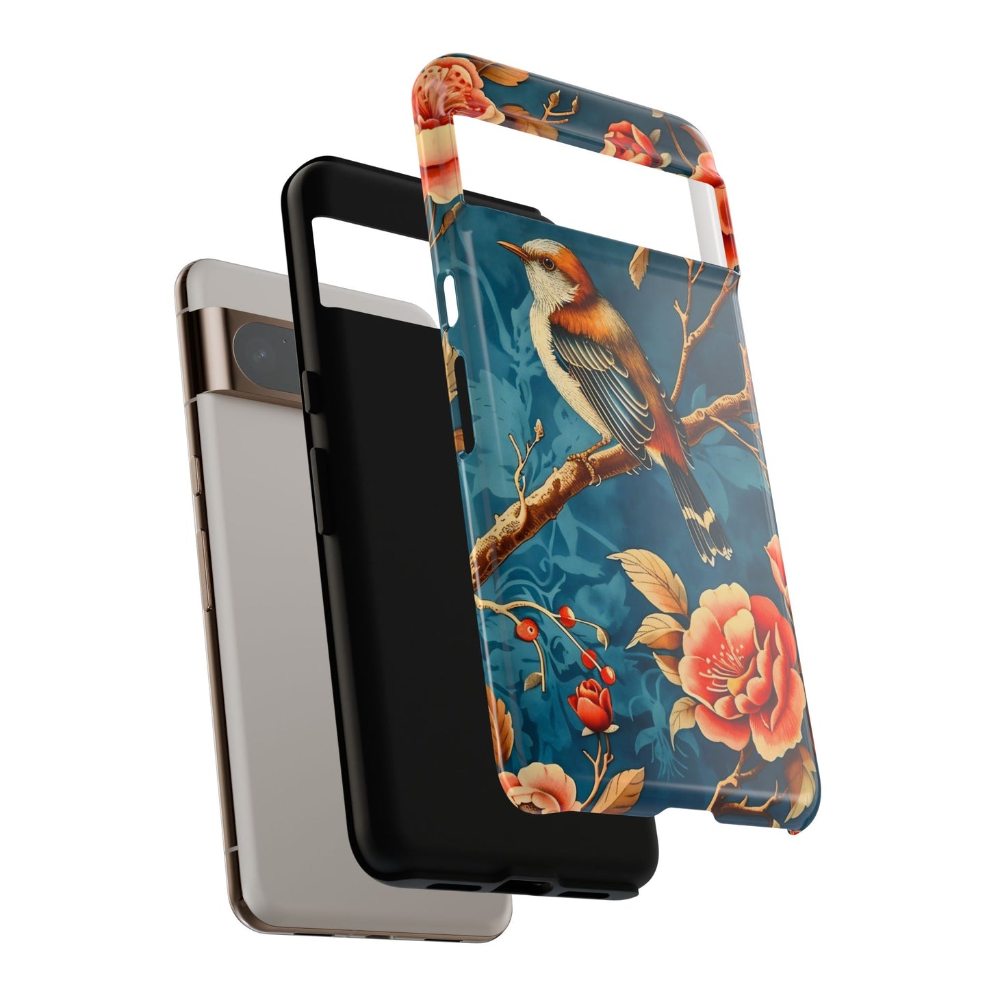Bird & Floral Phone Case, Tough Cases for Nature Lovers, Gift for Her, Customizable Design, Vibrant Tech Accessories