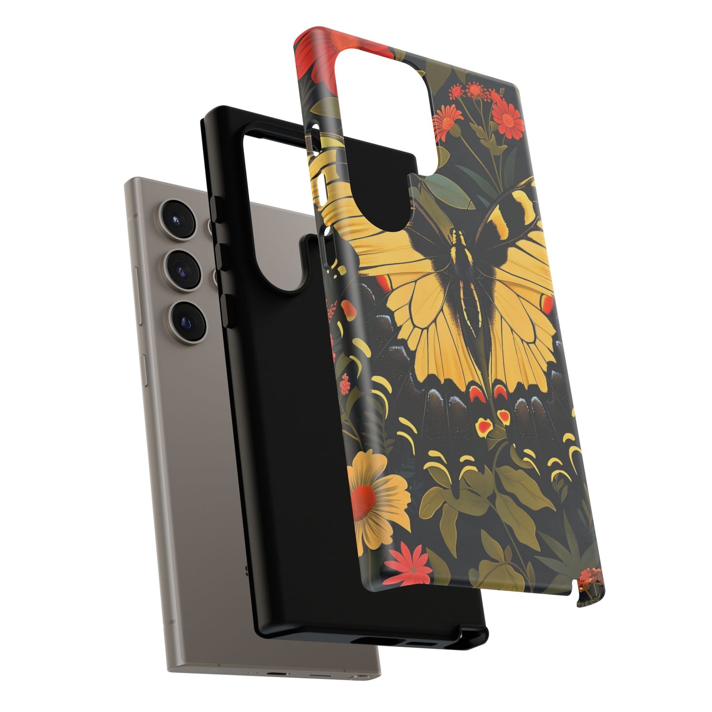 Butterfly Floral Phone Case, Tough Cases with Vibrant Design, Protective Cover for Nature Lovers, Gift for Her