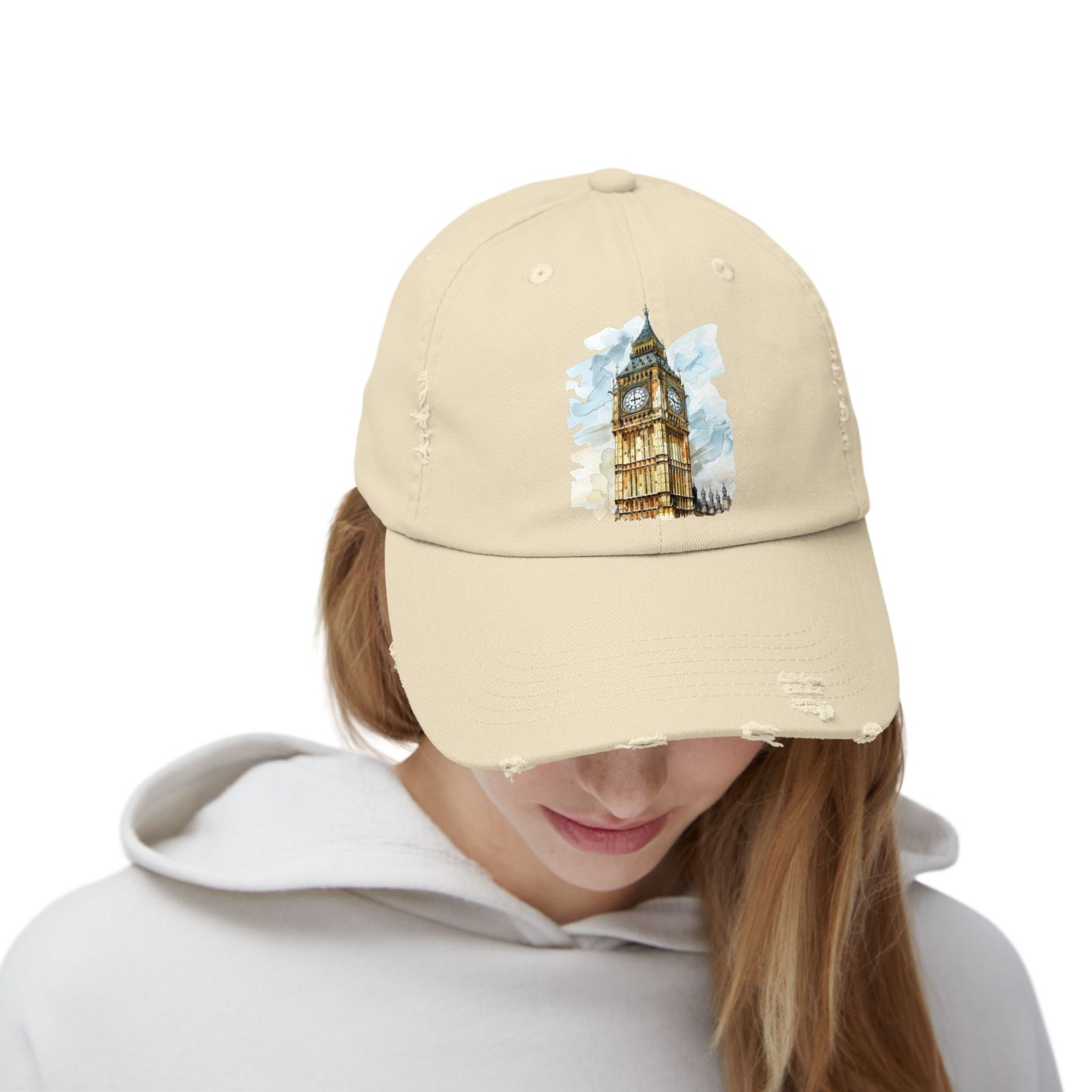 Vintage Big Ben Distressed Cap, Casual Hat, Travel Gift, Unisex Cap, Summer Accessory, London Theme Hat