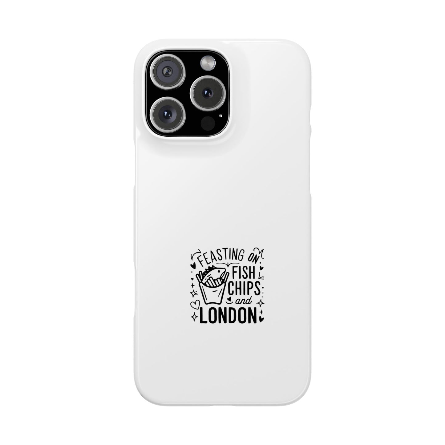 Slim Phone Case with Fish Chips London Design - Fun Gift for Foodies, Travel Lovers, UK Souvenirs, Everyday Carry, Unique Phone Accessory
