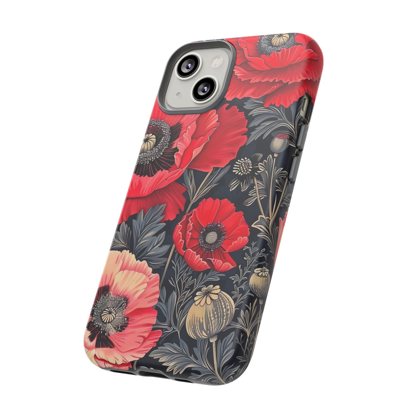 Floral Phone Case with Artistic Poppies, Tough Cases, Flower Design, Nature Lover Gift, Customizable Mobile Cover, Stylish Phone Accessories