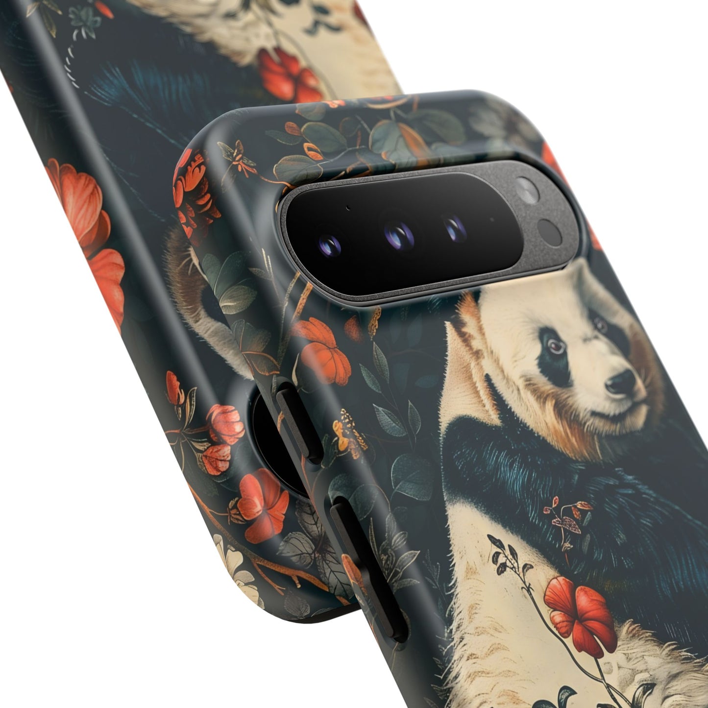 Panda Phone Case, Floral Design Phone Cover, Cute Panda Gift, Nature-Inspired Case, Animal Lover Accessory
