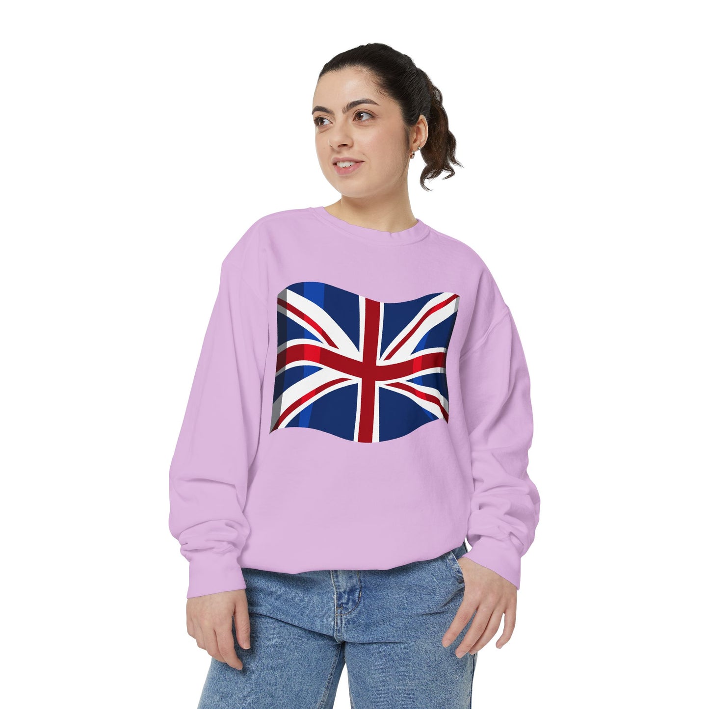 Unisex Garment-Dyed Sweatshirt - UK Flag - Union Jack Symbol