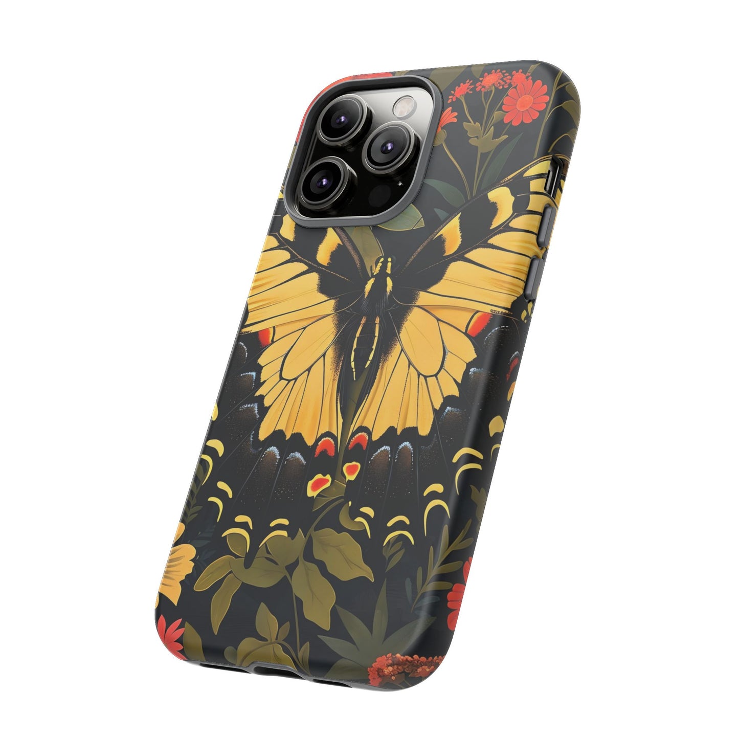 Butterfly Floral Phone Case, Tough Cases with Vibrant Design, Protective Cover for Nature Lovers, Gift for Her