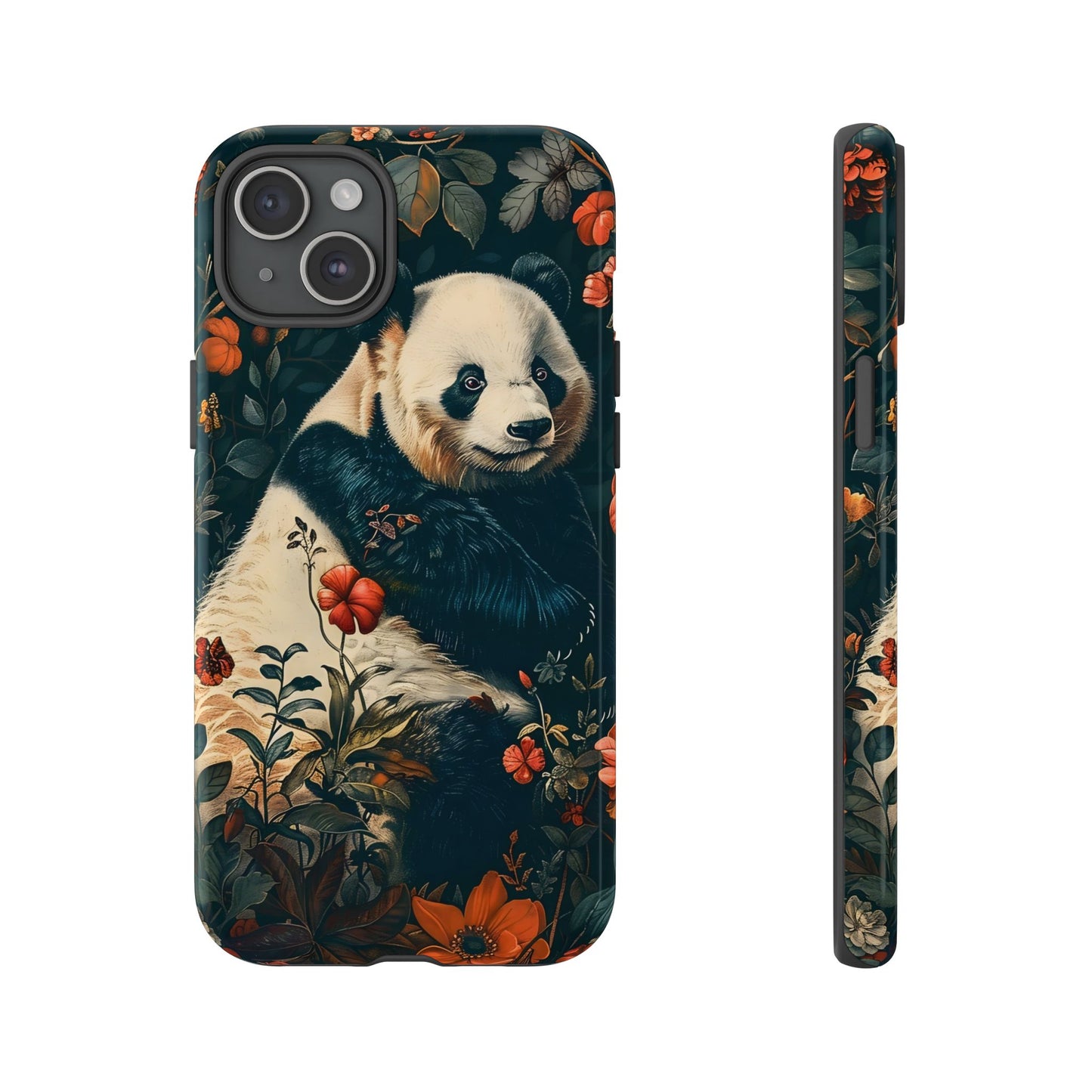 Panda Phone Case, Floral Design Phone Cover, Cute Panda Gift, Nature-Inspired Case, Animal Lover Accessory