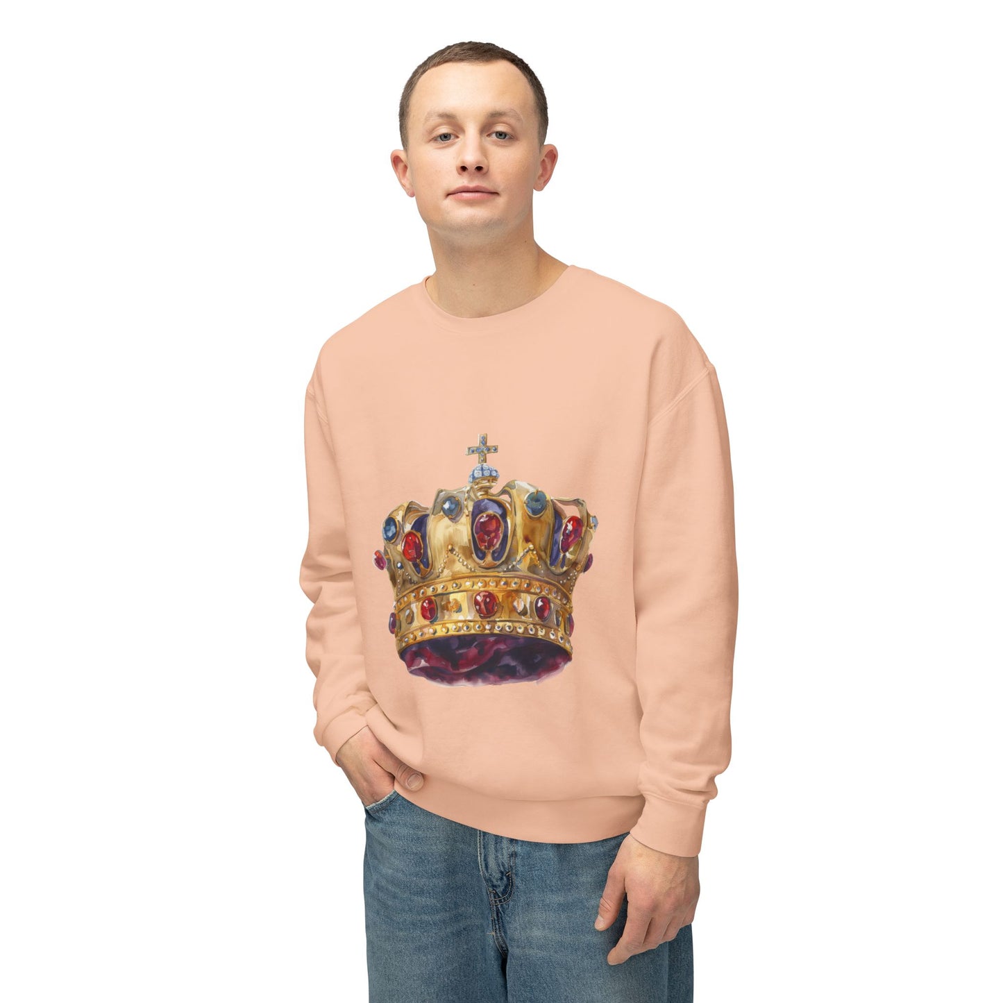Unisex Lightweight Crewneck Sweatshirt - British Royal Crown - Symbol of Regal Elegance and Authority