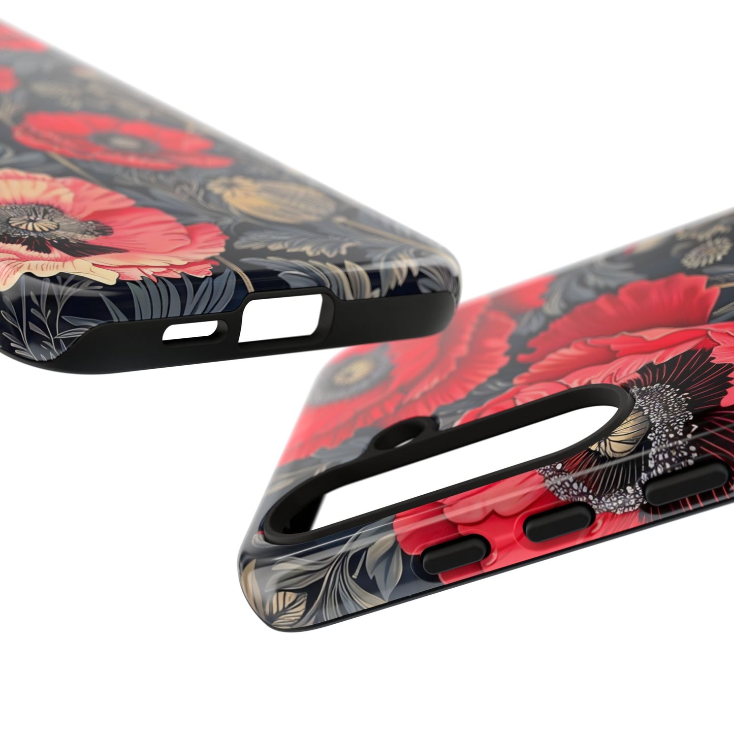 Floral Phone Case with Artistic Poppies, Tough Cases, Flower Design, Nature Lover Gift, Customizable Mobile Cover, Stylish Phone Accessories