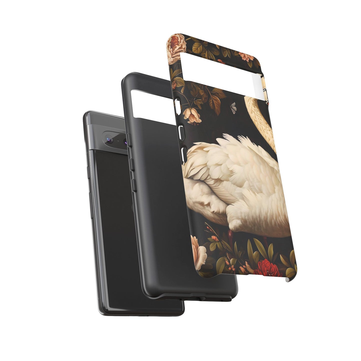 Elegant Swan Phone Case, Floral iPhone Cover, Tough Phone Case, Gift for Her, Nature Lover, Mother's Day, Birthday