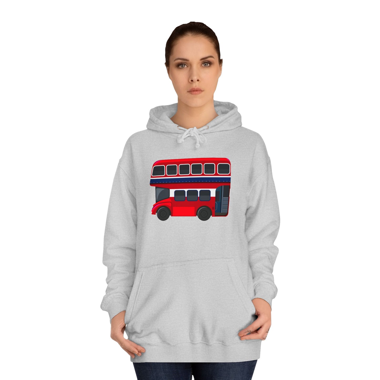 Unisex College Hoodie - Hop On! The British Double-Decker Experience