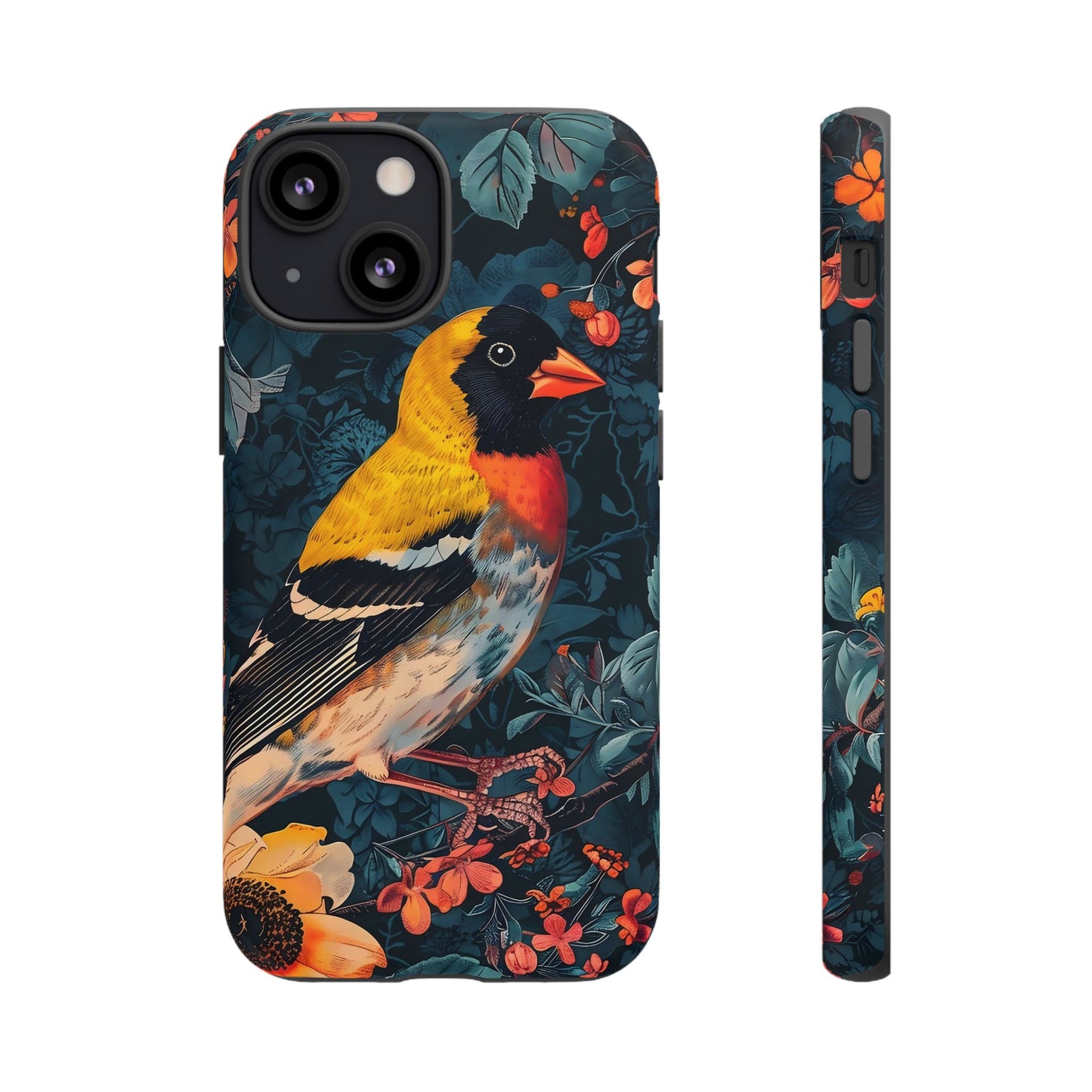 Colorful Bird Phone Case, Floral Phone Cover, Tough Phone Protector, Nature Lover Gift, Botanical Case, Unique Mobile Accessory