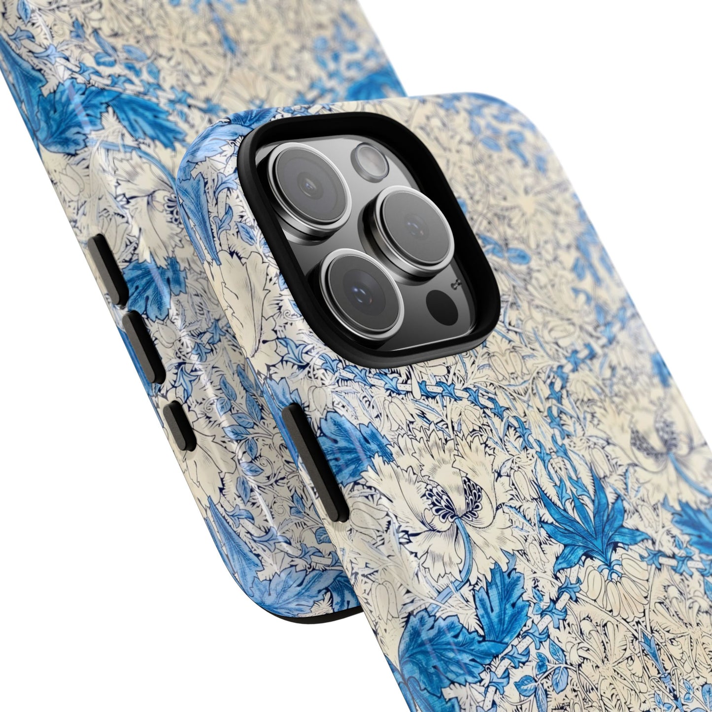 Elegant Floral Phone Case, Tough iPhone Cover, Stylish Mobile Protector, Blue Patterned Case, Unique Gift for Her