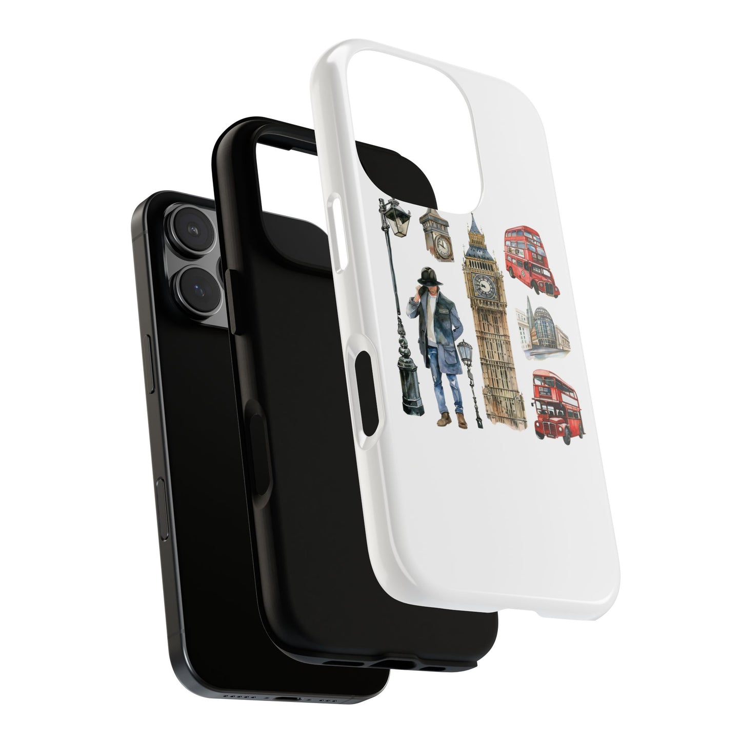 London Iconic Design Phone Case, Tough Cases, Gift for Travelers, London Souvenir, London Icons, Red Bus Phone Case