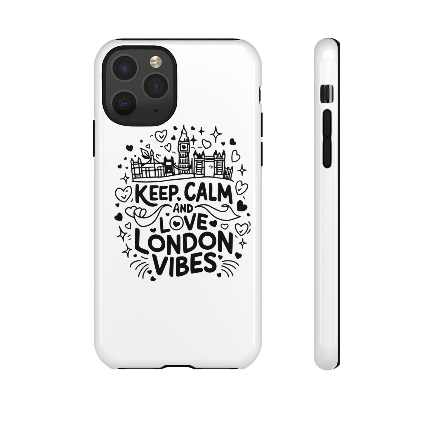 London Vibes Phone Case – Keep Calm Design, iPhone Accessories, Gift for Travelers, London Souvenir, Unique Cell Phone Cover
