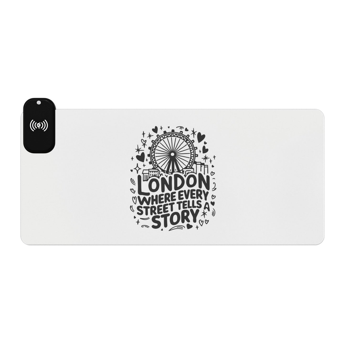 London's Story Teling Streets - LED Gaming Mouse Pad, Wireless Charging