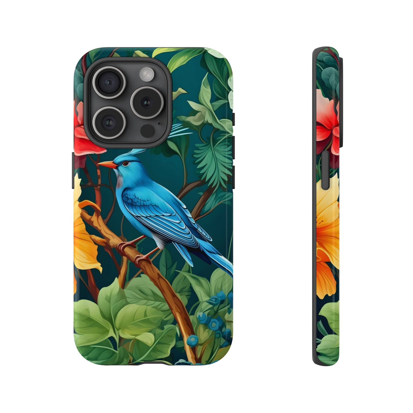 Tough Cases - Vibrant Bird Phone Case, Floral Design, Nature Lover, Unique Gift, Stylish Protection, Phone Accessories