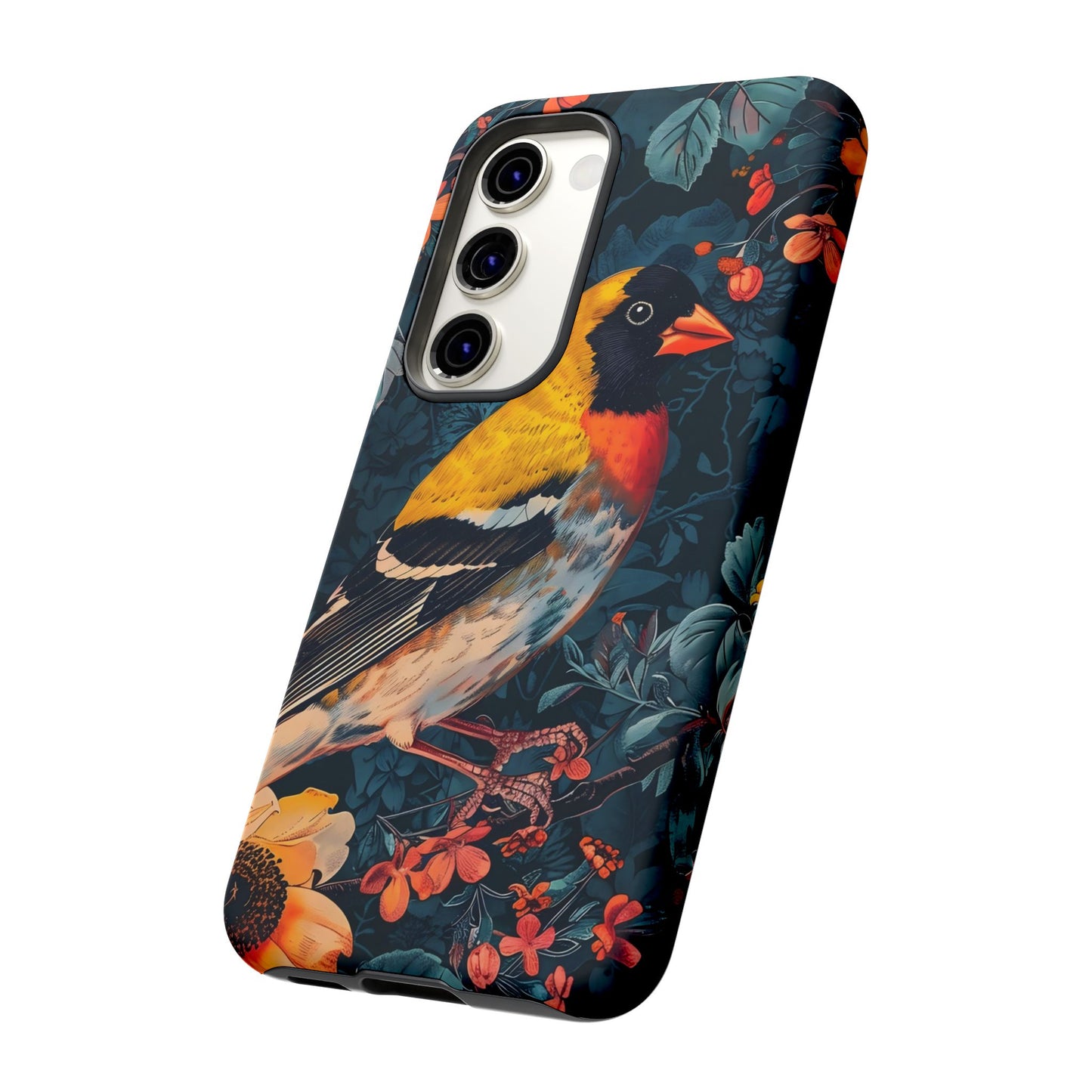 Colorful Bird Phone Case, Floral Phone Cover, Tough Phone Protector, Nature Lover Gift, Botanical Case, Unique Mobile Accessory