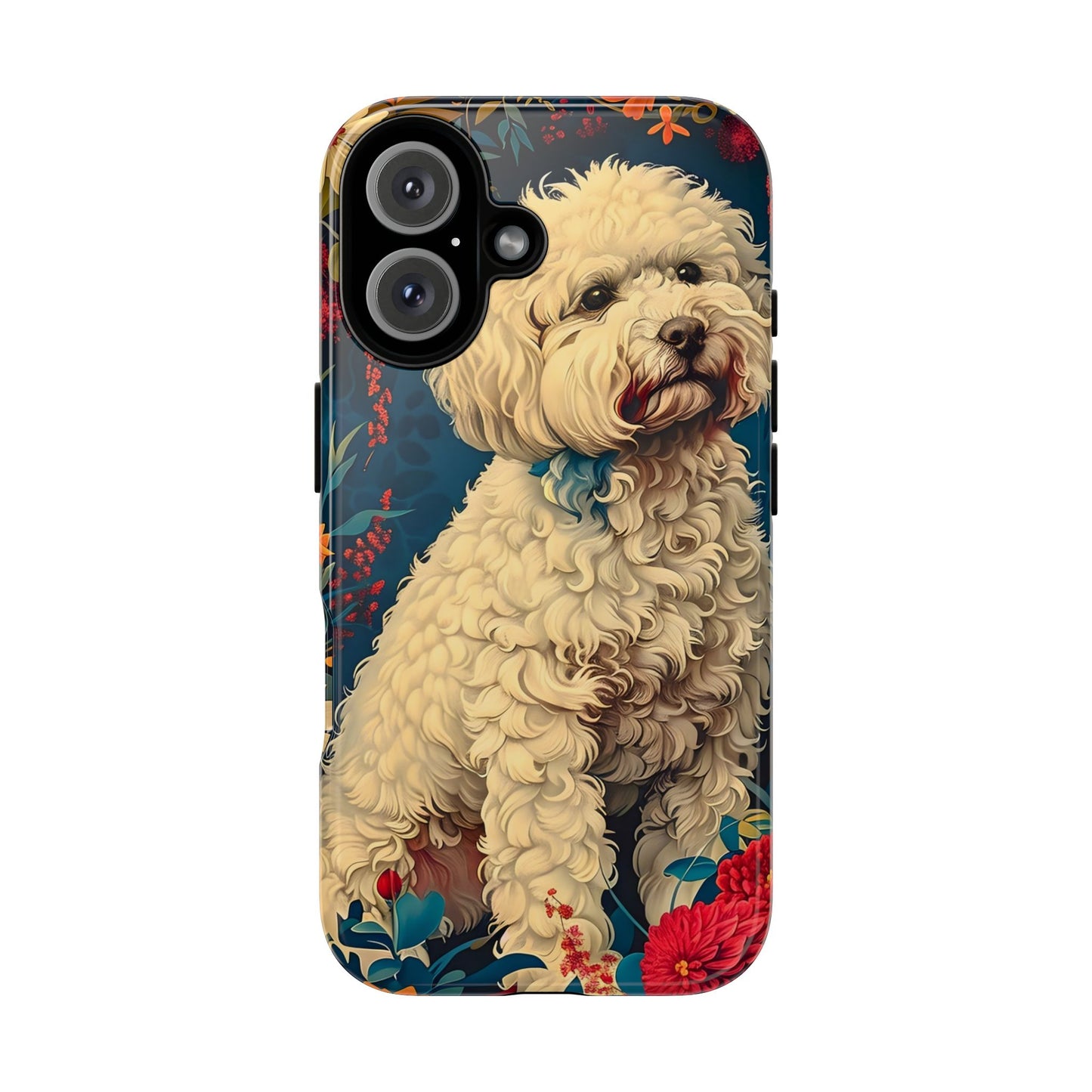 Cute Dog Phone Case, Pet Lover Gift, Floral Design Tough Case, Custom Dog Art, Birthday Gift for Dog Owners, Unique Phone Accessories