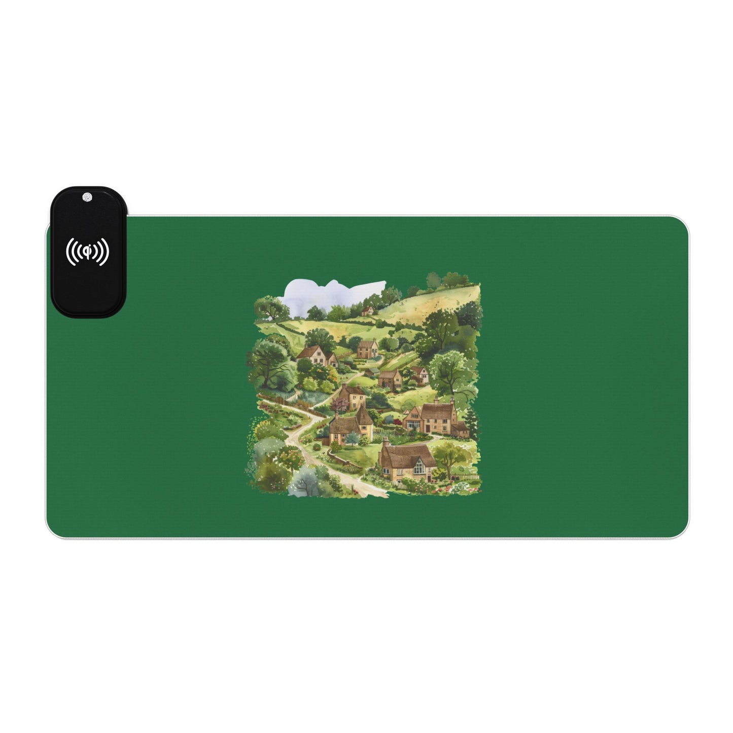 English Countryside Scene - LED Gaming Mouse Pad with Wireless Charging - Gaming Gift for Gamers, Desk Accessory, Computer Mat, Office Organization, Holiday Present
