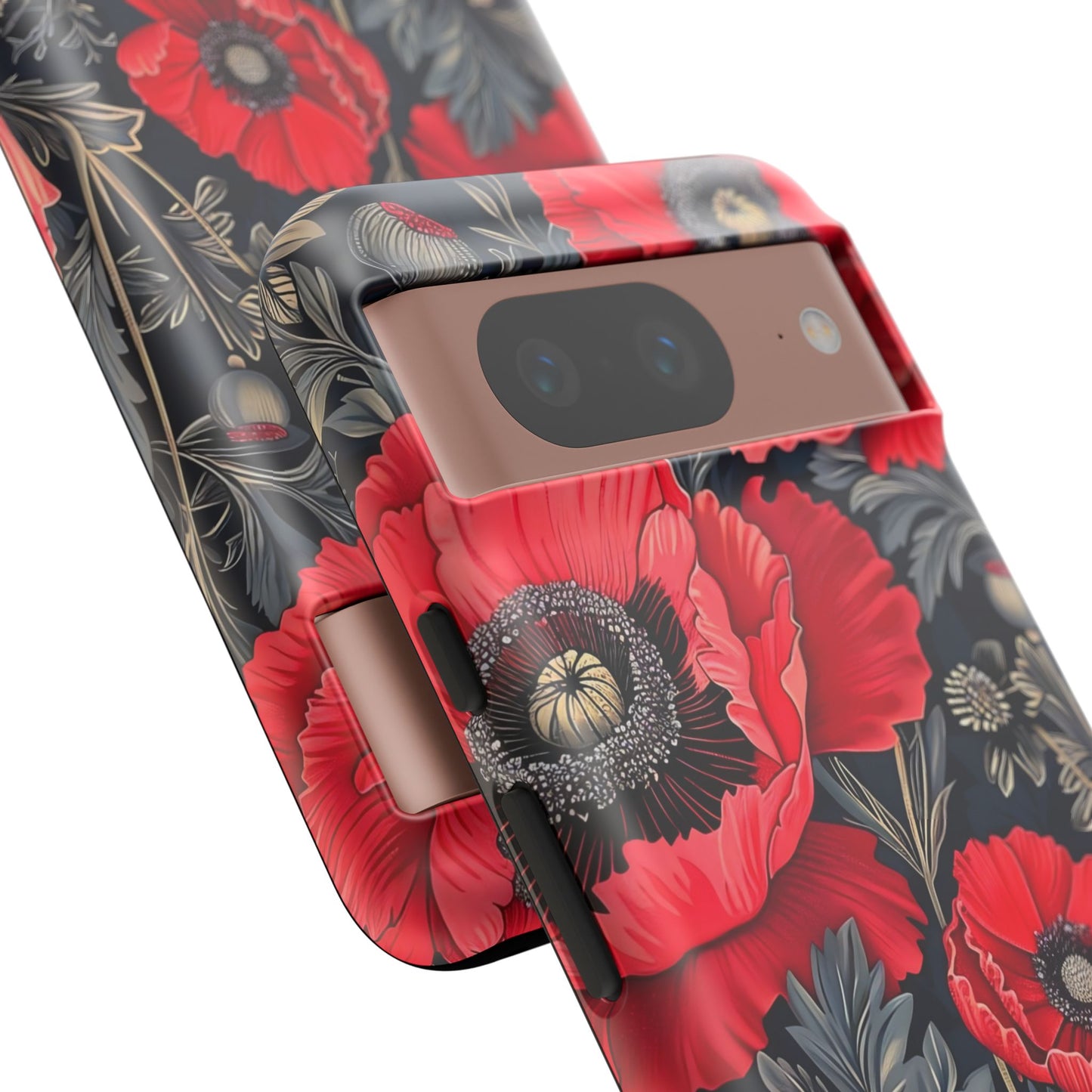 Floral Phone Case with Artistic Poppies, Tough Cases, Flower Design, Nature Lover Gift, Customizable Mobile Cover, Stylish Phone Accessories