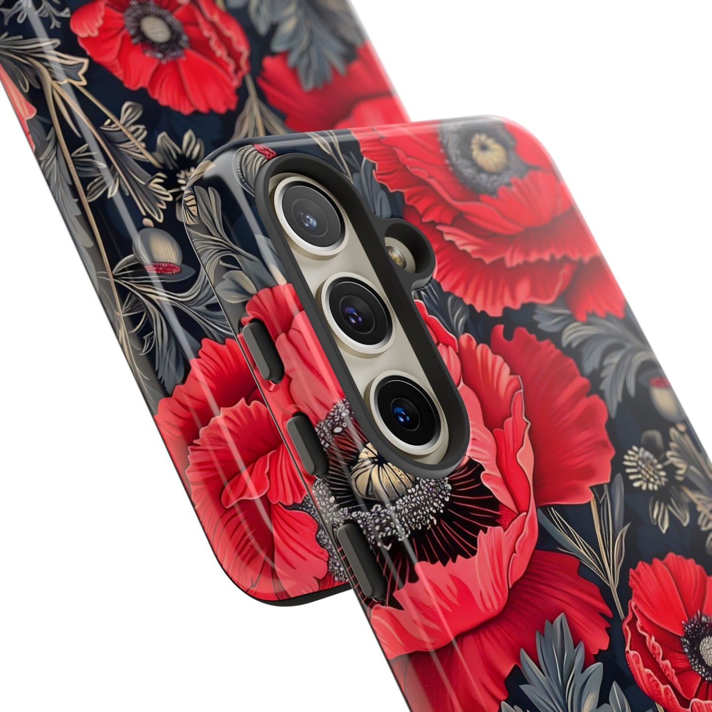 Floral Phone Case with Artistic Poppies, Tough Cases, Flower Design, Nature Lover Gift, Customizable Mobile Cover, Stylish Phone Accessories