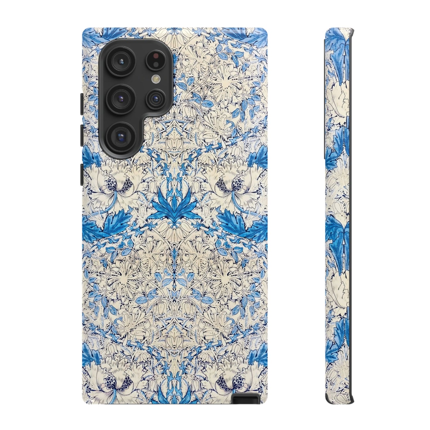 Elegant Floral Phone Case, Tough iPhone Cover, Stylish Mobile Protector, Blue Patterned Case, Unique Gift for Her