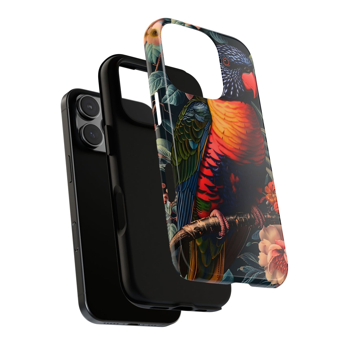 Tropical Parrot Phone Case, Floral Print Protector, Gift for Nature Lovers, Stylish Accessory for Summer, Unique Smartphone Cover
