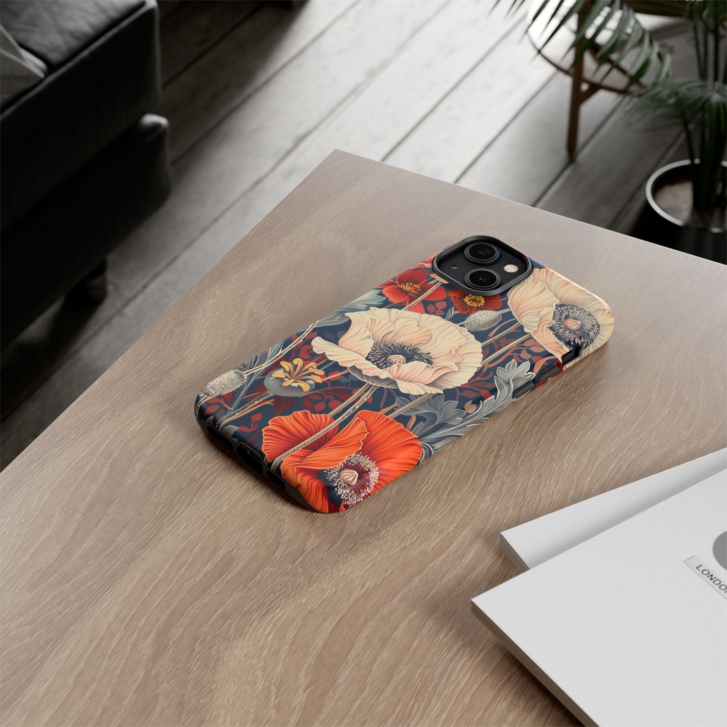 Floral iPhone Case, Tough Phone Cover, Artistic Protection, Flower Design, Unique Gift for Her, Phone Accessory, Trendy Tech