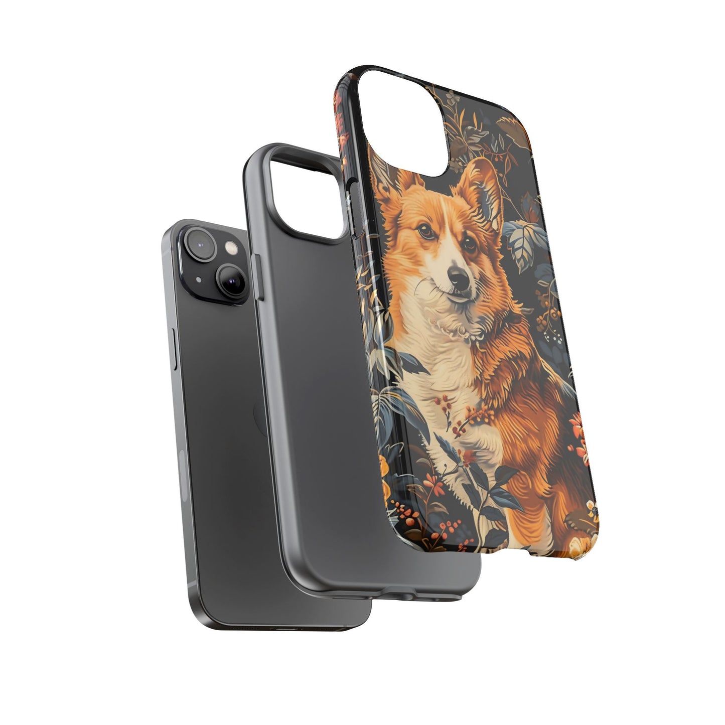 Corgi Floral Phone Case - Tough Cases for Dog Lovers, Cute Pet Accessories, Gift for Dog Owners, Floral Design, Personalized Tech Cover
